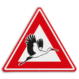 Verkeersbord - waarschuwing overvliegende ooievaars - reflecterend