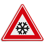 Verkeersbord RVV J36 - Vooraanduiding ijzel of sneeuw