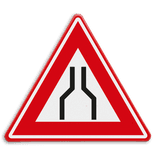 Verkeersbord RVV J17 - Vooraanduiding rijbaanversmalling aan 2 zijden