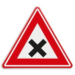 Verkeersbord RVV J08 - Vooraanduiding gevaarlijk kruispunt