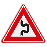 Verkeersbord - Vooraanduiding dubbele S-bocht