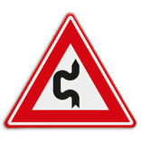 Verkeersbord - Vooraanduiding dubbele S-bocht