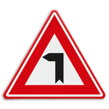 Verkeersbord - Vooraanduiding haakse bocht naar links