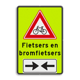 Verkeersbord RVV J24 - FLUOR (brom)fietsers met tekst