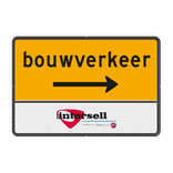 Verkeersbord route bouwverkeer + pijl - met logo