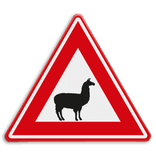 Verkeersbord - waarschuwing voor lama / alpaca - reflecterend