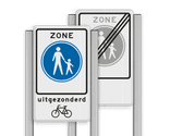 Portaalsysteem TS met informatiebord 2:1 met aluminium geborstelde staanders