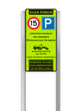Portaalsysteem TS met informatiebord 2:1 met aluminium geborstelde staanders