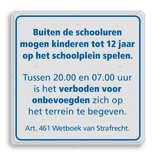 Informatiebord schoolplein wit/blauw - spelregels