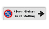 Bord hier geen (brom)fietsen plaatsen + route fietsenstalling - reflecterend