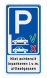 Verkeersbord - Niet achteruit inparkeren (vooruit inparkeren)