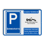 Parkeerbord - bewoners + wegsleepregeling + Art. 461