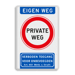 Informatiebord eigen weg / private weg, verboden toegang - reflecterend