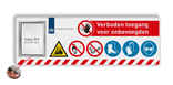 Veiligheidsbord 1540x520mm met posterframe in huisstijl