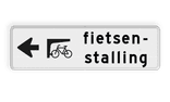 Verkeersbord route fietsenstalling + pijl - reflecterend