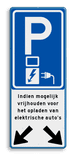 Verkeersbord parkeren elektrische voertuigen + pijlen - parkeerplaats vol?