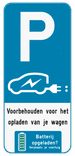 Parkeerbord E9 elektrisch laden + eigen tekst + Pictogram