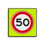 Verkeersbord RVV A01-050f - Maximum snelheid 50 km/h - extra opvallend