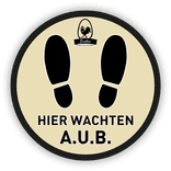 Vloersticker - Hier wachten a.u.b.