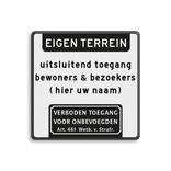 Verkeersbord ingang om de hoek + bedrijfsnaam - reflecterend