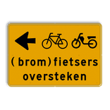 Omleidingsbord - (brom)fietsers oversteken + pijl - reflecterend