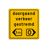 Omleidingsbord doorgaand verkeer gestremd - reflecterend