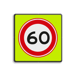 Verkeersbord RVV A01-060f - Maximum snelheid 60 km/h - extra opvallend