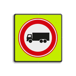Verkeersbord RVV C07f - Gesloten voor vrachtverkeer - fluor achtergrond