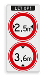 Verkeersbord RVV C18-C19 - Gesloten voor te hoge en te brede voertuigen