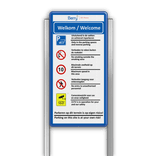 Portaalsysteem TS met informatiebord 2:1 met aluminium geborstelde staanders