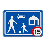 Verkeersbord woonerf RVV G05 - reflecterend - met snelheidsaanduiding