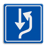 Verkeersbord RVV L20 - uitwijkplaats, passeerhaven rechts - reflecterend