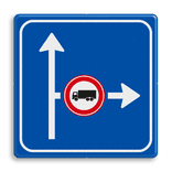 Verkeersbord RVV L10-02r-C07 - rechts verboden voor vrachtverkeer