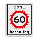 Verkeersbord RVV A01-60zb - Begin zone maximum snelheid