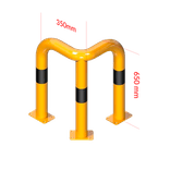 Arceau d’angle 90° en acier Ø 76 mm – Jaune/noir et plusieurs dimensions