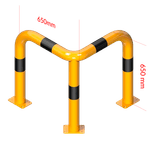 Arceau d’angle 90° en acier Ø 76 mm – Jaune/noir et plusieurs dimensions