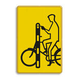 Verkeersbord RVV VR01 geel/zwart - 200x300mm - Fietsers
