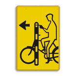 Verkeersbord RVV VR01la geel/zwart - 200x300mm - Fietsers