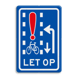 Verkeersbord RVV VR10-01 - Let op: recht doorgaande fietsers