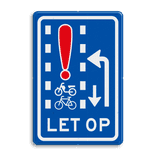 Verkeersbord RVV VR10-02 - Let op: recht doorgaande fietsers en bromfietsers