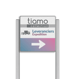 Portaalsysteem TS met informatiebord 1:1 met aluminium geborstelde staanders