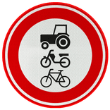 Verkeersbord RVV C09 - Gesloten voor ruiters, vee, wagens en motorvoertuigen < 25km/h