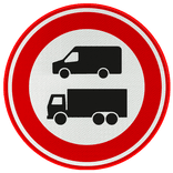 Verkeersbord verboden voor vrachtwagens en bestelbusjes - reflecterend