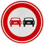 Verkeersbord RVV F01 - Voertuigen - verboden in te halen