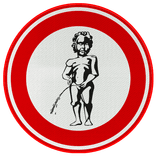 Verkeersbord - Verboden te plassen - manneke pis