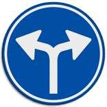Verkeersbord RVV D07 - Verplichte rijrichting links of rechtsaf