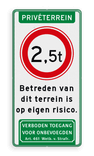Verkeersbord Privéterrein met betreden voor eigen risico en art 461