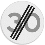 Verkeersbord RVV A02-30 - Einde maximum snelheid
