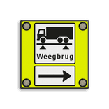 Waarschuwingsbord met veiligheidspictogram NEN7010 + 12V LED hoeklampen