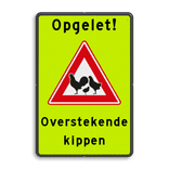 Verkeersbord - waarschuwing overstekende kippen